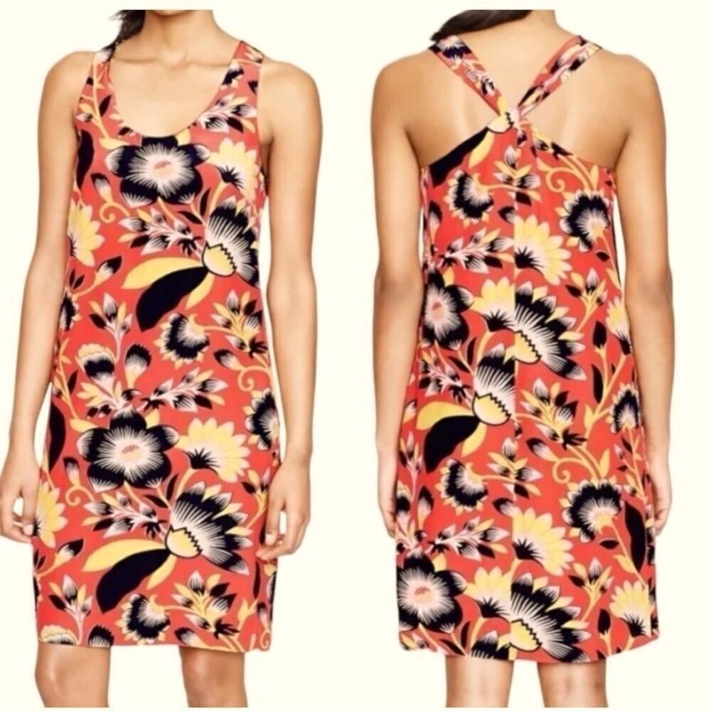 J. Crew Twist Back Hibiscus Floral Silk Dress Size 00